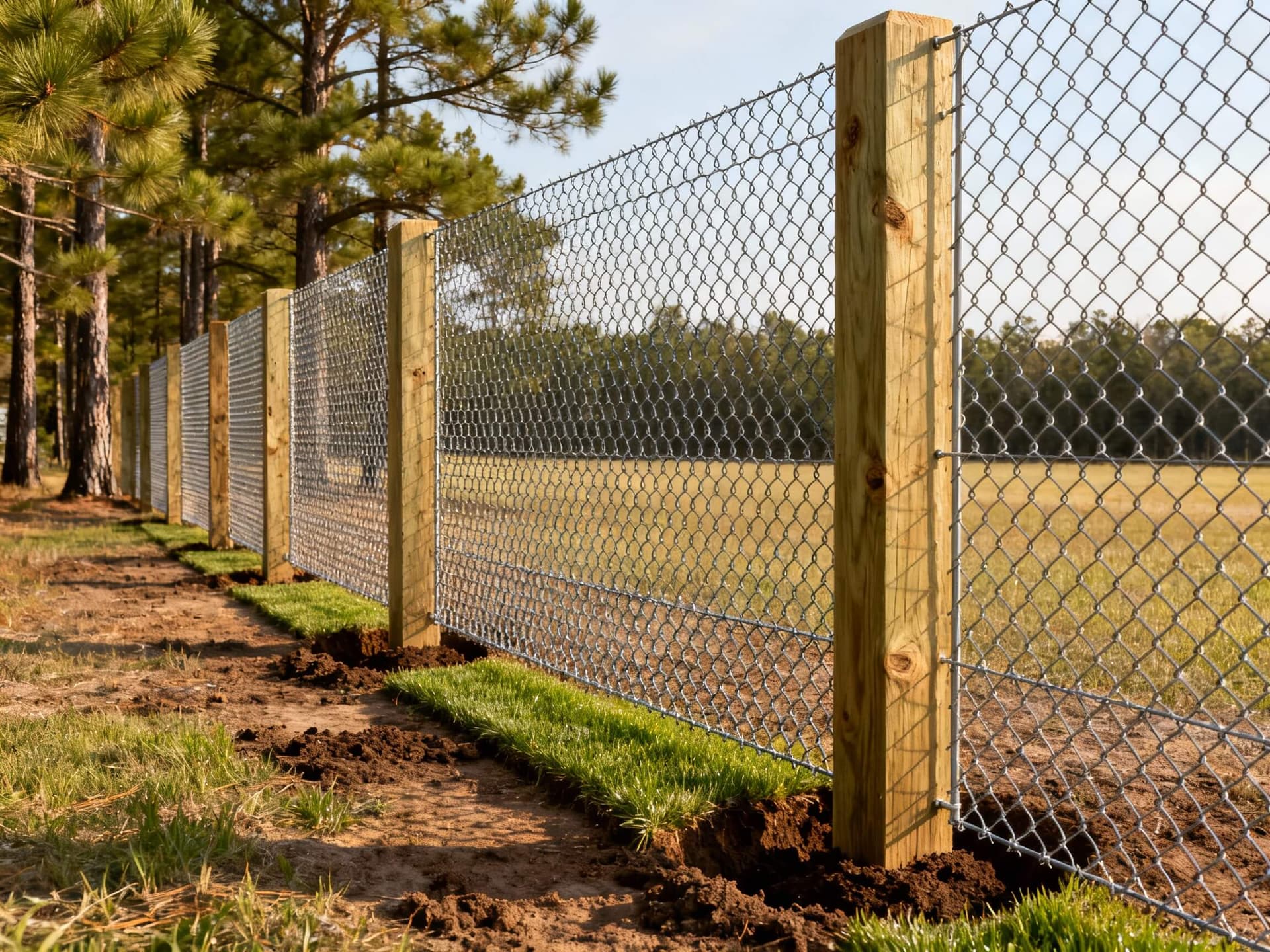 6-foot fixed knot wildlife exclusion fence in South Alabama